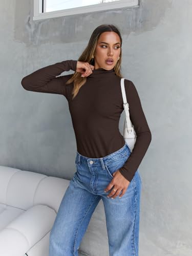 image for Trendy Queen Women's Turtleneck Long Sleeve Shirts Fall Fashion BasicT