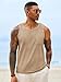 Runcati Mens Tank Tops Casual Sleeveless Hollow Out T-Shirts Muscle Summer Beach Hippie Shirts with Pocket Apricot
