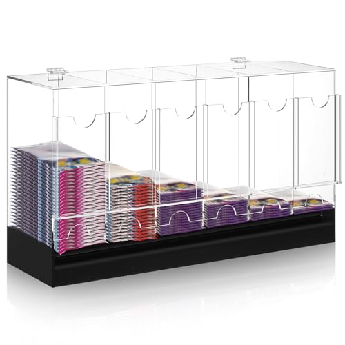 Acrylic Booster Pack Dispenser, 6-slot Card Display (Colingmill, Black base)