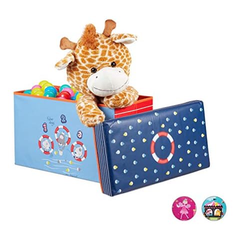 Relaxdays Sitzbox Kinder, Faltbare Aufbewahrungsbox Cover
