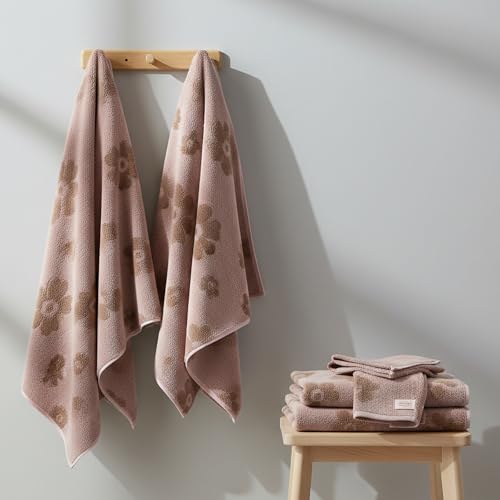 Image of Cortina Jacquard Towels for Bath 70 x 140 cm- 380 GSM Microfiber Bath Towels, Ultra Soft, Highly Absorbent & Quick Dry for Gym, Beach & Bathroom Towels for Men, Women & Kids Color : Pastel