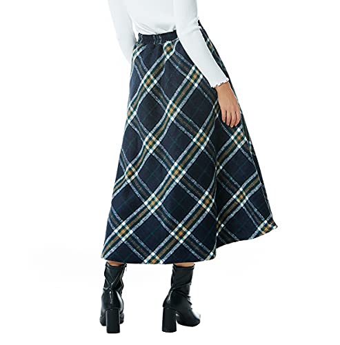 Jupe longue plissée verte style vintage rétro chic avec poches - 6