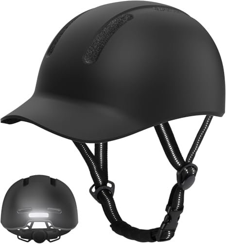KINGLEAD Casque de vélo, Urban Commuter - Casque de vélo élégant pour homme et femme - Pour cyclisme, trekking, ville - Scooter pour homme - Réglable (noir, M : 54-58 cm)