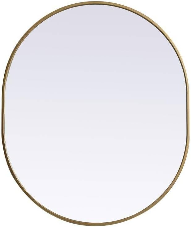 Elegant Decor Asha 30x36 Oval Modern MDF Wood/Iron Mirror in Brass