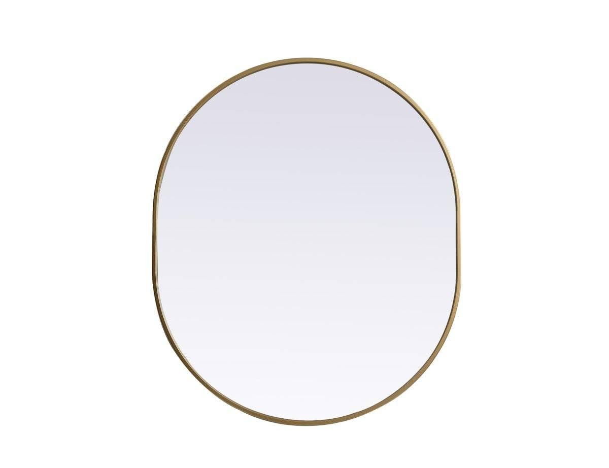 Elegant Decor Asha 30x36 Oval Modern MDF Wood/Iron Mirror in Brass