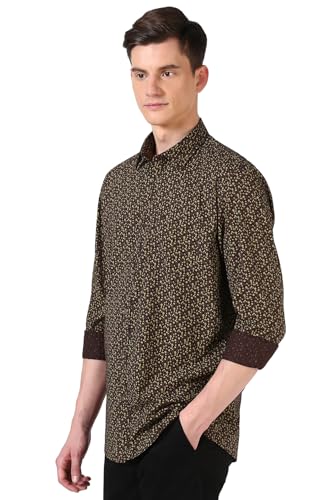 Image of Peter England Men's Everyday Ditsy Print Slim Fit Full Sleeve Casual Shirt | 100% Cotton
