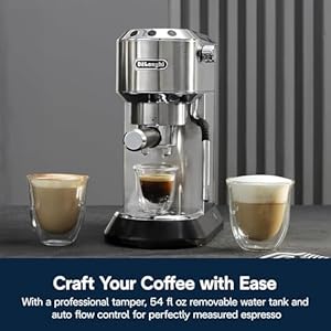 De'Longhi Dedica Arte Espresso Machine with Manual Milk Frother for Espresso, Capuccino, Latte, 35 Ounce Water Tank, Silver, EC885M DeLonghi Dedica Arte Espresso Machine with Manual Milk Frother for Espresso Capuccino Latte 35 Ounce Water Tank Silver EC885M