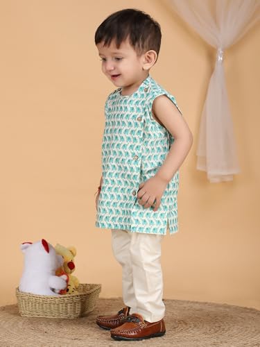 Image of POLKA TOTS Pure Cotton New Born Dress | Ultra-Soft, Breathable & Lightweight Sleeveless Jhabla Pant Set for Baby Boys & Girls | Baby Summer Clothes | Traditional Jabla & Pyjama Set for Newborns