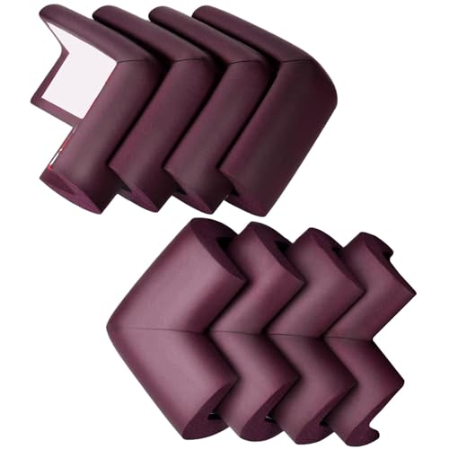 BabyPro BabyProofing Corner Guards (12mm, Pack of 8) with Strong Adhesive Tape by Certified Professional Childproofer for Covering Sharp Edges & Corners of Bed, Table & Furniture (Brown)