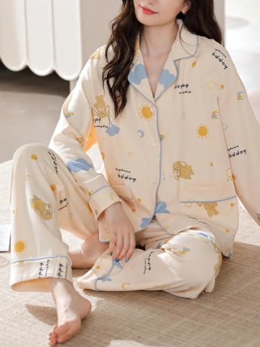 Image of LITZO Womens Korean Night Dress || Pyjama Set ||Korean Nightsuit || Women Nightwear ||Round Neck Half Sleeve Nightsuit || Loungewear || Everyday Nightdress (L-234-237)