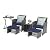 OC Orange-Casual 6 Piece Patio Furniture Conversation Set with Ottoman, Outdoor Grey Wicker Chair and Table Set, Balcony Furniture for Apartments, Navy Blue