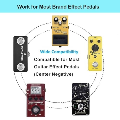 Image of JOYO DC 9V Guitar Pedal Power Supply (800mA -1A) AC Wall Charger Adapter with 4 Way Daisy Chain Pedal Cables (8.8 FT), Compatible for Most Effect Pedals (Tip Negative)