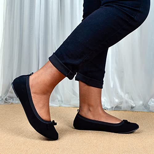 Women's Ballet Flats Loafer Portable Foldable Casual Flats for Women Bowknot Pointed Toe Comfortable Light Weight Slip On Dress Shoes Business Office Work Dance Mary Jane Shoes3