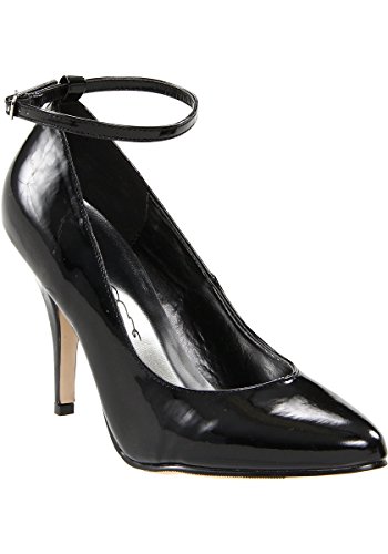 Women's 4 Inch Heel B Width Pump with Ankle Strap (Black;6)