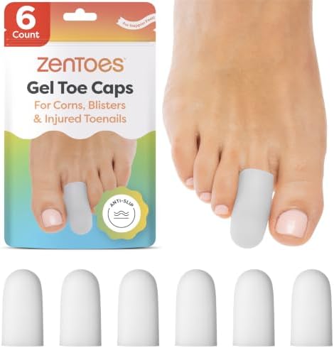 ZenToes Gel Toe Cap and Protector - Pack of 6 Protect Ingrown Toenails, Blisters, Missing Toenails
