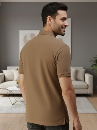 Image of Lux Cozi Men's Cotton Solid Polo Tshirt | Collar Tshirts | Half Sleeves | Stylish & Premium All Day Wear | Pack of 1