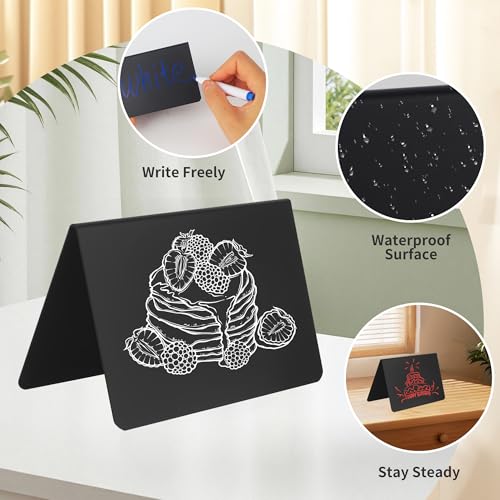 30 Stück Mini Kreidetafeln zum Beschriften, V-Form Kleine Tafel für Preisschilder Aufsteller, Tischkarten, Buffet Schilder, Mini Tafeln mit 7 Stifte und 2 Putztuch für Party, Restaurant, Hochzeit