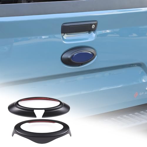 Image of Rear and Front Emblems Trim Ring Cover Compatible with Ford Maverick 2022-2025, Car Front and Rear Logo Circles Cover, Front Hood Rear Trunk Emblem Logo Decorative Accessories (Matt Black)
