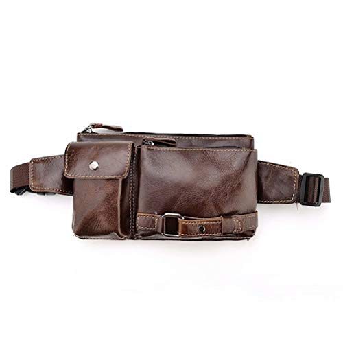 Realmark-Cuero Riñonera de Marcha Riñonera Casual Bumbag Multifuncional con 5 Bolsillos con Cremallera para móvil para Viaje Senderismo y Actividades al Aire Libre para Mujeres y Hombres Ajustable