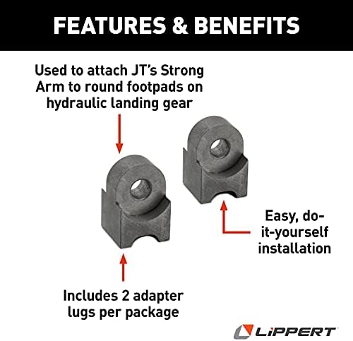Lippert JT’s Strong Arm RV Jack Stabilizer Adapter Lugs for Round Footpads, Hydraulic Landing Gear Jacks on 5th Wheel RVs and Travel Trailers, 2-Pack - 314592 image 5