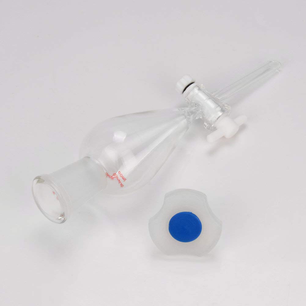 StonyLab 60 ml Embudo Separador, Separatory Funnel de Pared Pesada de Vidrio de Borosilicato con Juntas 24/40 y Tapón PTFE - 60 ml