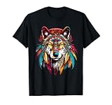 Wolf Dreamcatcher Native American Indian Feathers Tribal T-Shirt