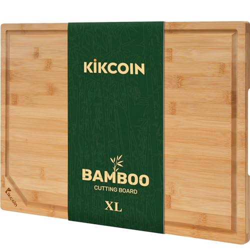 Comparison: Best Hardwoods For Cutting Boards 7 Bamboo Cutting Boards for Kitchen, Extra Large Wood Cutting Board with Deep Juice Groove and Handle Heavy Duty Chopping board, Kikcoin, 17.6" x 12"
