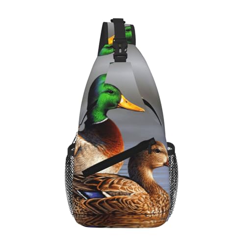 Sac à dos à bandoulière homme léger tendance imprimé canard colvert petit format