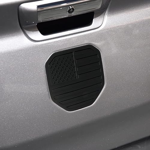 Image of Rear Tailgate Emblem for 2019-2024 RAM 1500 2500 3500, Matte Black American Flag Back Tailgate Badge Logo