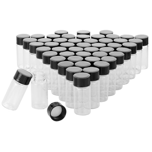 JIUWU 50 Pack,5 Ml(1/6oz) Clear Glass Essential Oil Bottle,Empty Refillable Travel Glass Vial with Screw Caps,Liquid Sample Vial Preservation Storage Vials