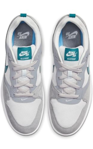 Image of Nike SB Alleyoop Skate Shoes CJ0882-003, Low Top, Suede and Textile, Plush Foam Insole, Grey & Teal (Particle Grey /Geode Teal /Gris Particule, UK Footwear Size System, Adult, Men, Numeric, Medium, 10)