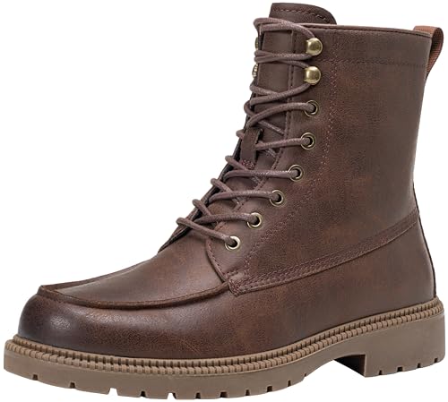 Image of Jousen Mens Boots Casual Motorcycle Boots High Top Zipper Mens Combat Boots Fashion Leather Chukka Boots(AMY8411 brown 10)
