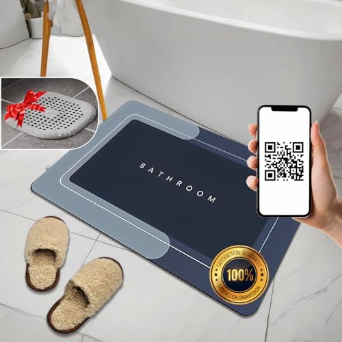 VITALIF® SÚPER Alfombrilla Baño Antideslizante de Diatomitas Premium | Incluye Filtro de Ducha y guia QR | 60x40 cm | Alfombra Baño Secado Rápido Flexible, Absorbente y Antimoho | Alfombra de baño