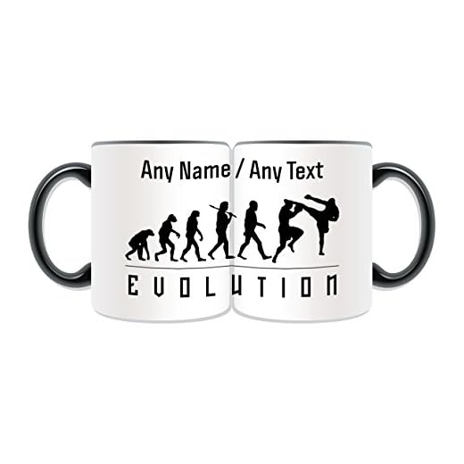 Regalo personalizado – Taza de MMA (diseño de evolución en color de diseño), mensaje único – Juego olímpico de jugador deportivo, entrenador Kung Fu KongFu Kun Fan Mixto UFC Boxer Kickboxing History,