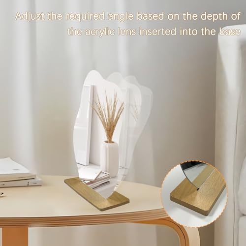 Acryl Schminkspiegel 2 Stück, Rahmenlos Unregelmäßiger Dekorative Spiegel Klein, Kosmetik Tischspiegel mit Holzsockel für Schlafzimmer Wohnzimmer Hotels Zimmer Deko – Bild 6