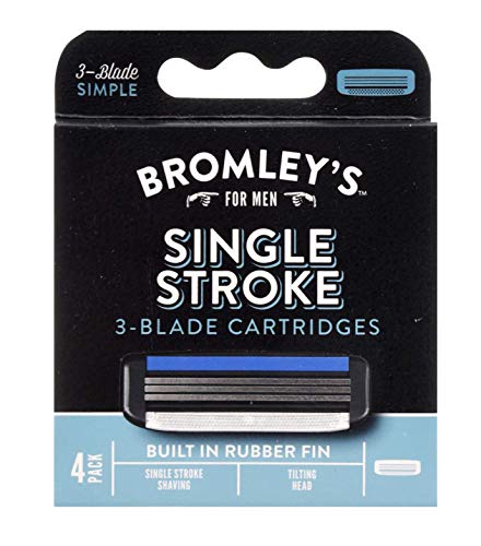 Bromley's For Men, Single Stroke 3 Blade Cartridges/4 cartridges