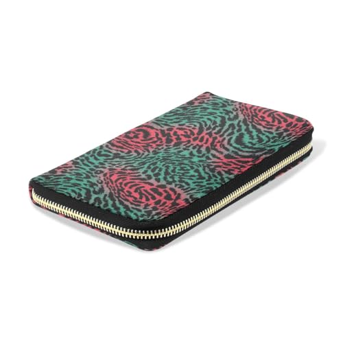 Long Wallets Leather Bifold Wallet for Women Cheetah Leopard Green Red with Zipper Credit Card Holder Large Capacity4