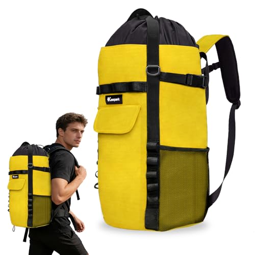 Keepark Rock Climbing Rope Storage Bag - Large Capacity Tree Rope Storage Backpack Waterproof Oxford Outdoor Climbing Rope Bag With Adjustable Shoulder Straps - Yellow