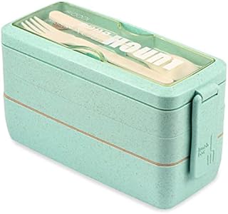 Kisstta Bento Lunch Boxes for Adults, Japanese Bento Boxes, 3-in-1 Compartment - Stackable Leakproof Bento Lunch Box Meal Prep Containers, Microwave Safe
