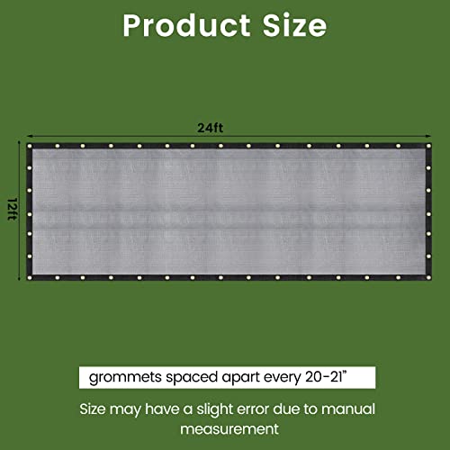 [WindscreenSupplyCo] 60-70% 12 FT X 24 FT Mesh Tarp/Shade Cloth 9-Needle Knitted Heavy Duty Black with Grommets for Green House, Garden, pergola, Pools, Dump Truck - MT1224BLKX1 - Thumbnail 6