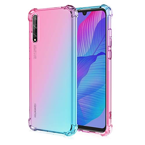 EasyLifeGo for Huawei Y9s / Huawei P Smart Pro 2019 Case Slim Shock Absorption Flexible TPU Soft Edge Bumper with Reinforced Corners Multicolor Gradient Protective Cover, Pink Blue