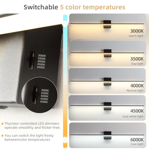 Image of Modern Bathroom Vanity Light 40 Inch, 23W Black Bathroom Light Fixture Over Mirror, Dimmable 5CCT LED Wall Sconce Lighting for Restroom Mirro