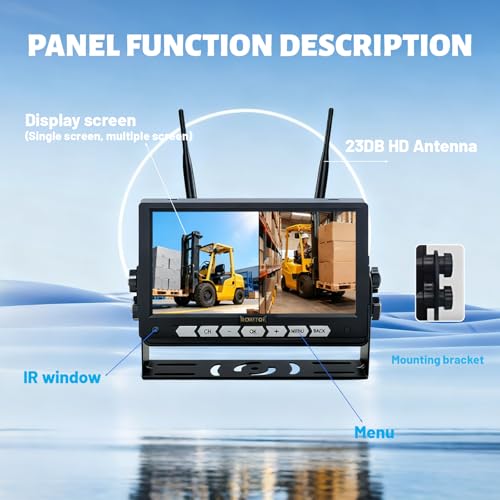 Image of Forklift Camera Wireless 7-inch Display 12-36V Universal 1080P Supports Video Recording Suitable for Forklifts