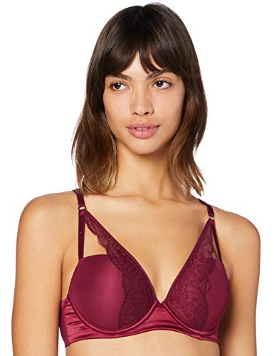 Iris & Lilly Reggiseno Push-Up in Raso Donna, Bordeaux, 1A