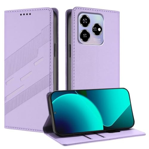 Étui Moto G75 avec motif latéral et clapet magnétique violet clair