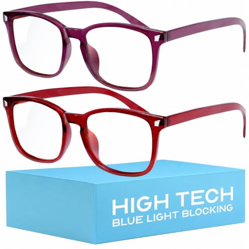 Image of livho 2 Pack Blue Light Blocking Glasses, Computer Reading /Gaming /TV /Phones Glasses for Women Men,Anti Eyestrain & UV Glare