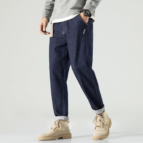 Jeans Pants Trousers Denim Spring and Autumn Men's Classic Loose Cotton Elastic Casual Nine Leg2