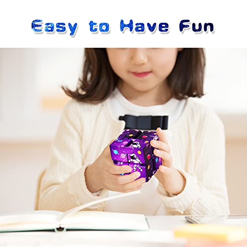 12 Pieces Galaxy Infinity Cubes, Mini Cool Fidget Cubes Fidget Toys For Kids And Adult，Sensory Gadget Best For Stress And Anxiety Relief.hand Held Fidget Blocks.（Star） #TOP6
