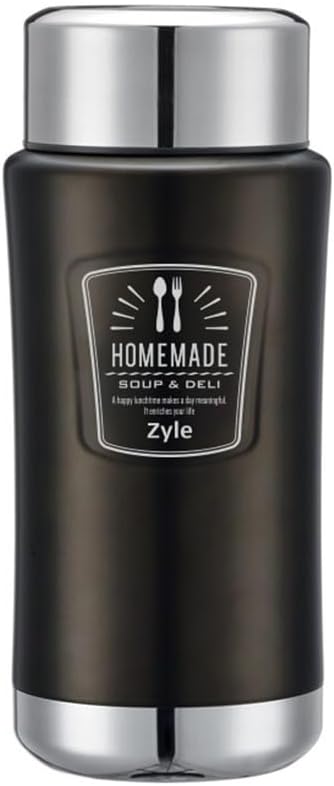 Zyle HomeMade Vacuum Insulated Food Jar container, 1.0L, Brown, Stainless Steel, Double-Walled, Leakproof, with Pressure Relief Valve, for Soup, Stew and Salad