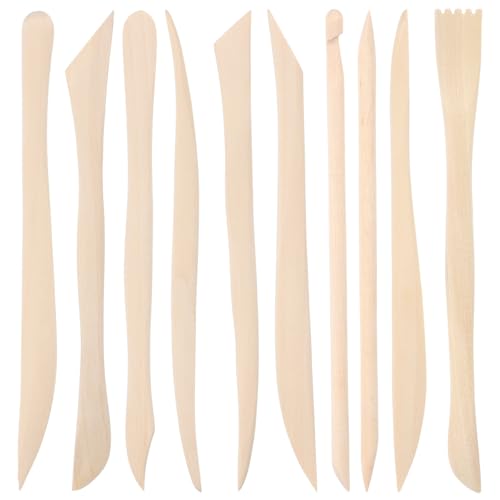 10Pcs Wooden Clay Sculpting Tools Double Ended Clay Modeling Tools 6.22 Inch Pottery Sculpting Tools for Cutting Soap Carving Smoothing Clay Supplies